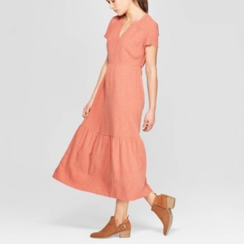 Universal Thread Cap Sleeve Maxi Dress Coral Rust